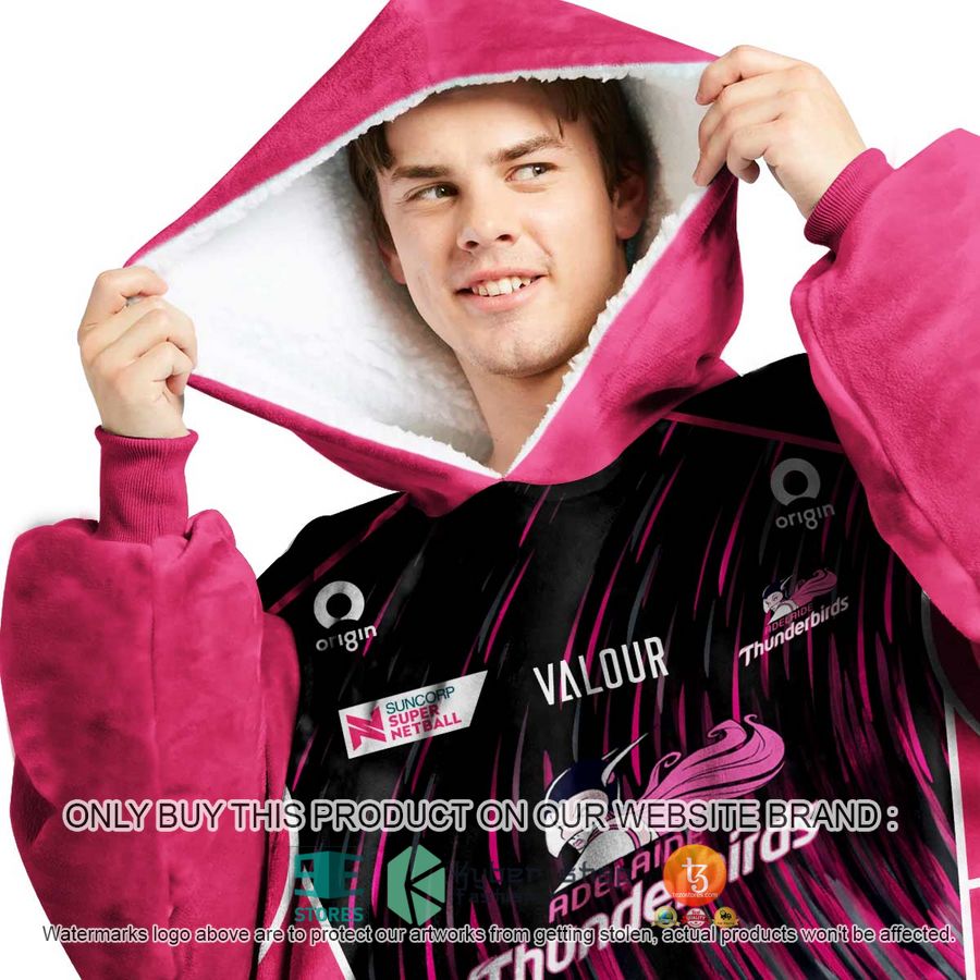 NEW Netball AU Adelaide Thunderbirds Custom Name Fleece Hoodie Blanket 2 personalized netball au adelaide thunderbirds sherpa hoodie blanket 2 43470