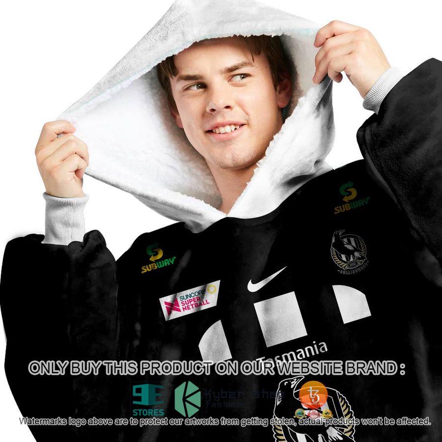 NEW Netball AU Colling Wood Magpies Custom Name Fleece Hoodie Blanket 2 personalized netball au colling wood magpies sherpa hoodie blanket 2 62867