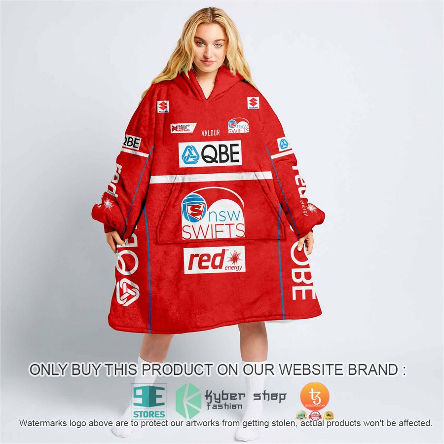 personalized netball au new south wales swifts sherpa hoodie blanket 1 23901