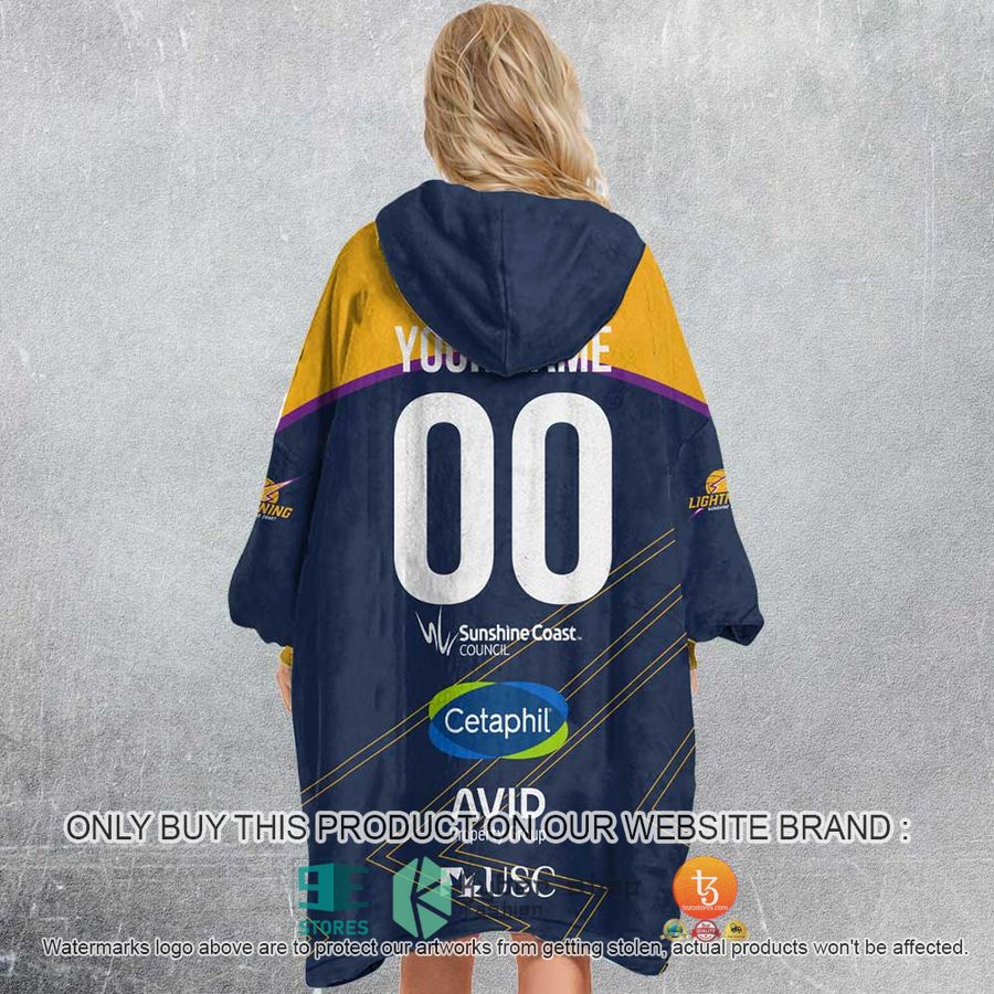 NEW Netball AU Sunshine Coast Lightning Custom Name Fleece Hoodie Blanket 3 personalized netball au sunshine coast lightning sherpa hoodie blanket 3 19025