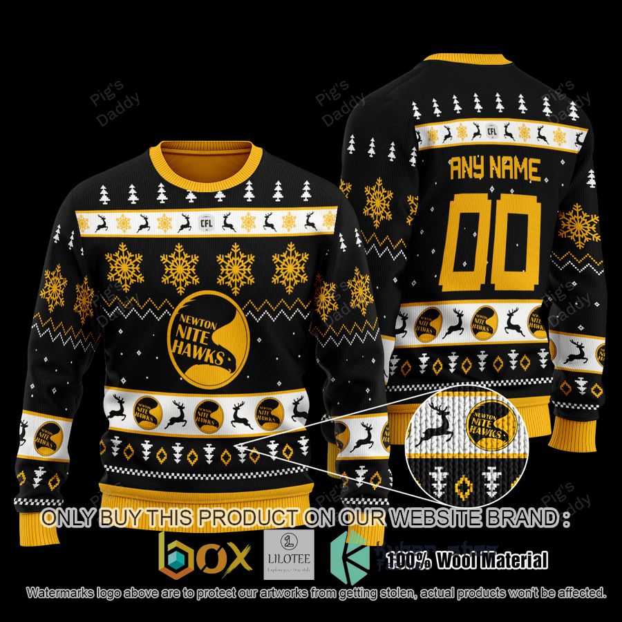 personalized newton nite hawks black wool sweater 1 77804