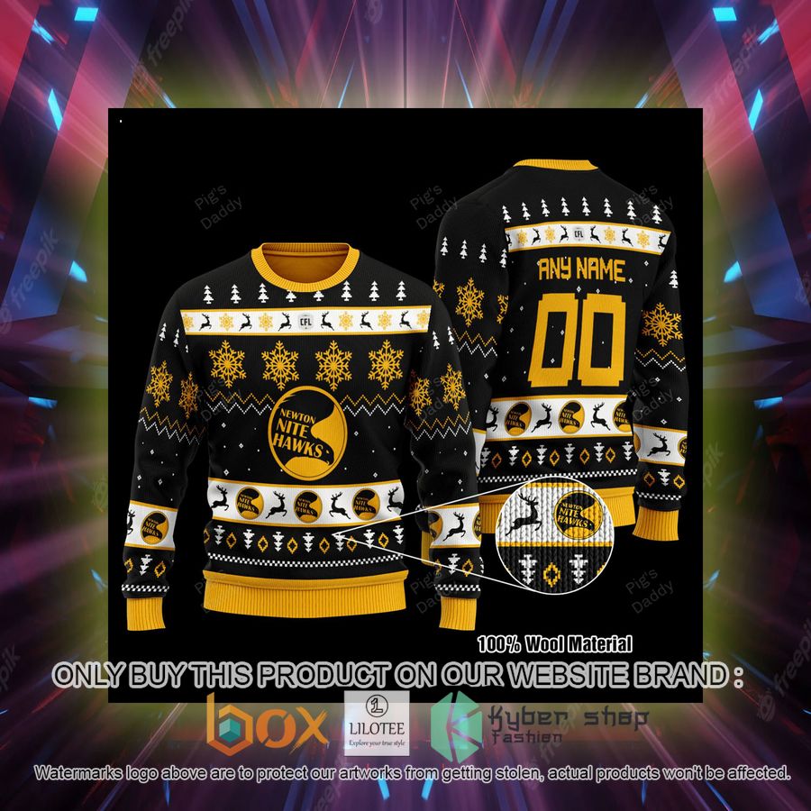 personalized newton nite hawks black wool sweater 2 93536
