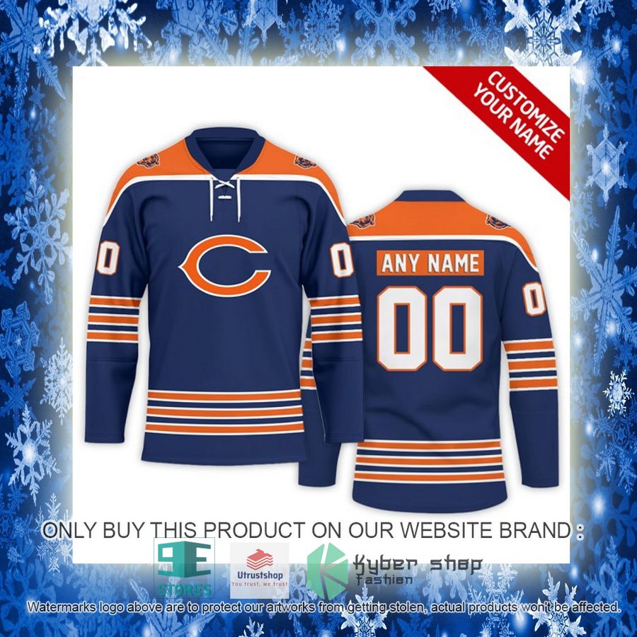 NEW Chicago Bears Custom Name Hockey Jersey 10 personalized nfl chicago bears logo hockey jersey 10 8533