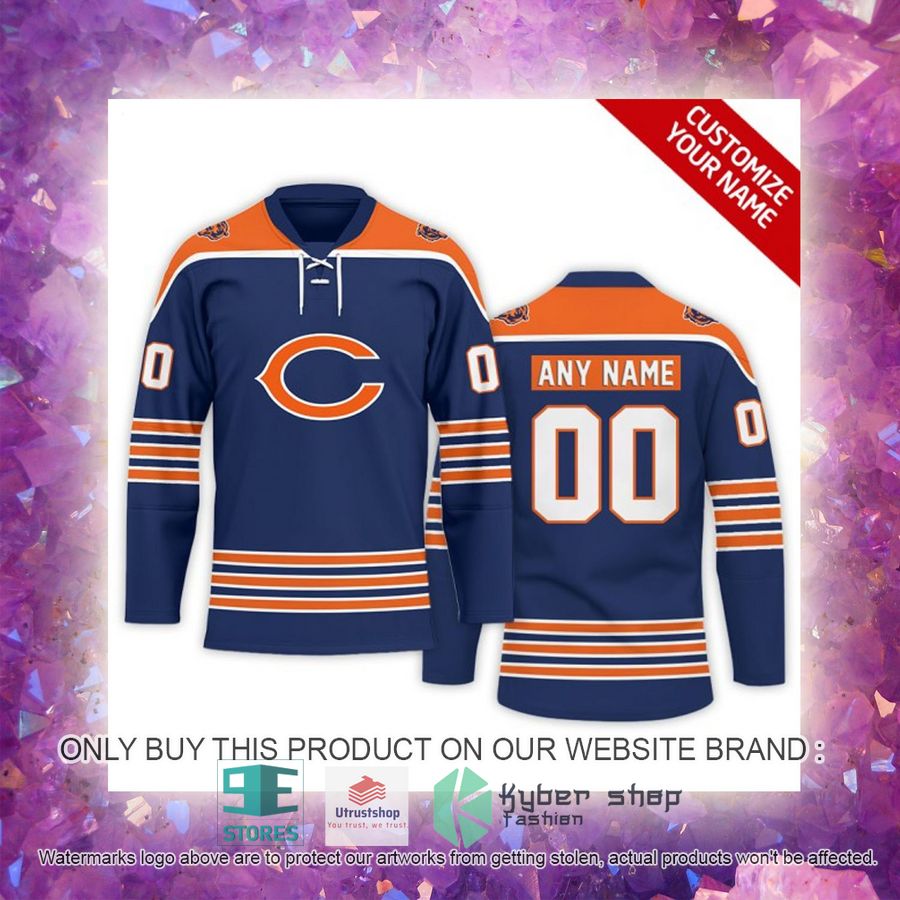 NEW Chicago Bears Custom Name Hockey Jersey 4 personalized nfl chicago bears logo hockey jersey 4 35733