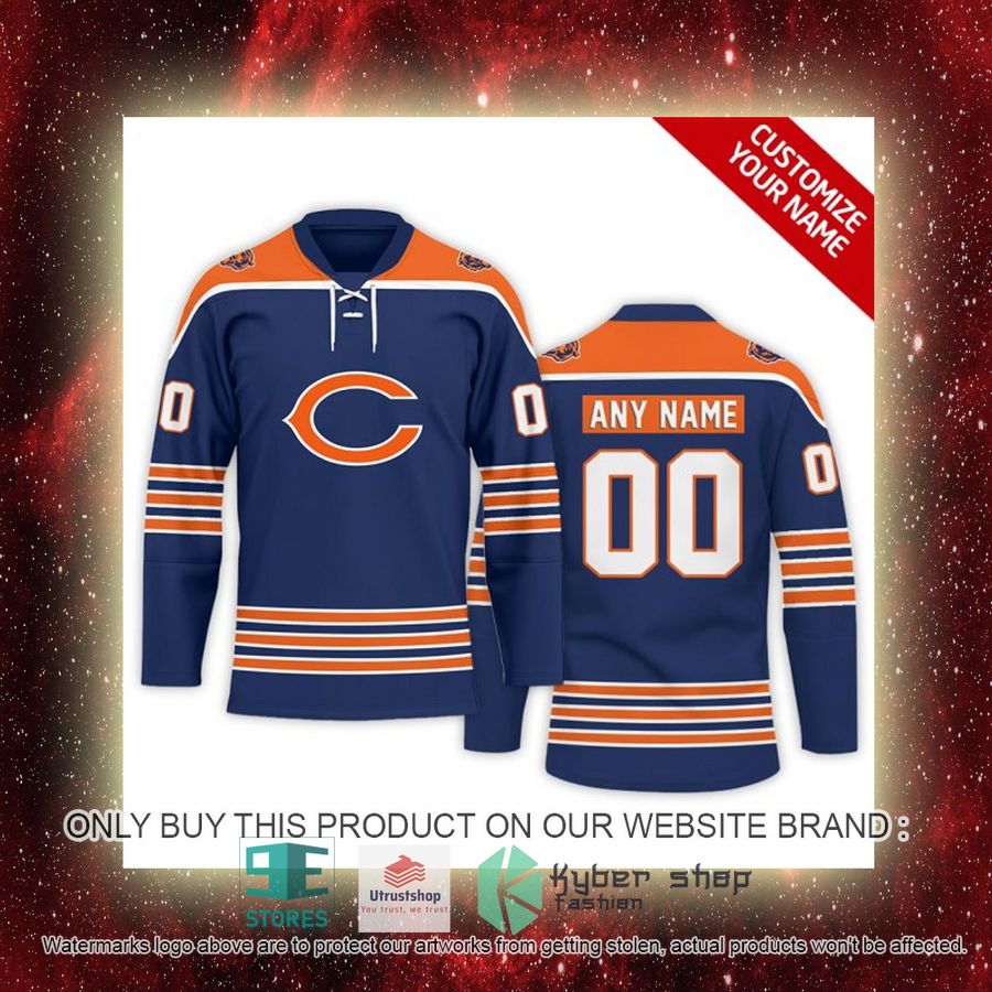 NEW Chicago Bears Custom Name Hockey Jersey 7 personalized nfl chicago bears logo hockey jersey 7 18611