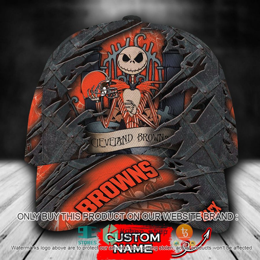 personalized nfl cleveland browns jack skellington cap 1 82469