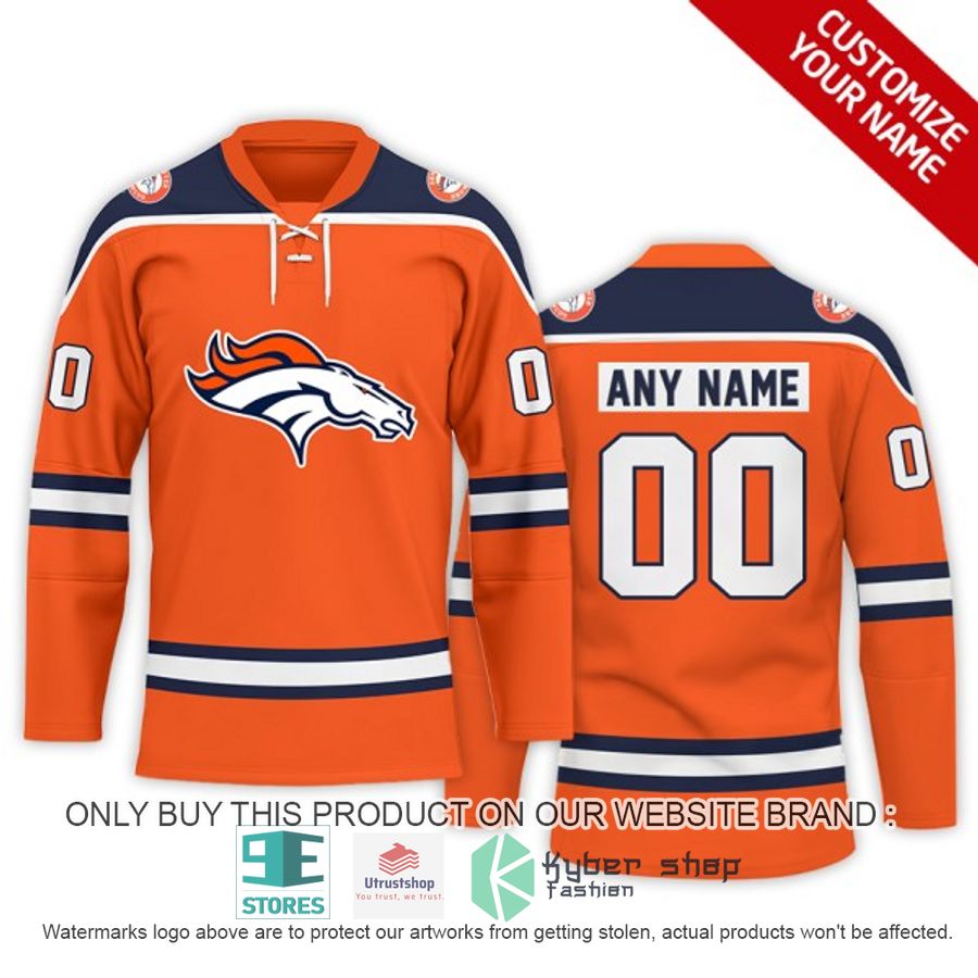 NEW Denver Broncos Custom Name Hockey Jersey 1 personalized nfl denver broncos logo hockey jersey 1 93009