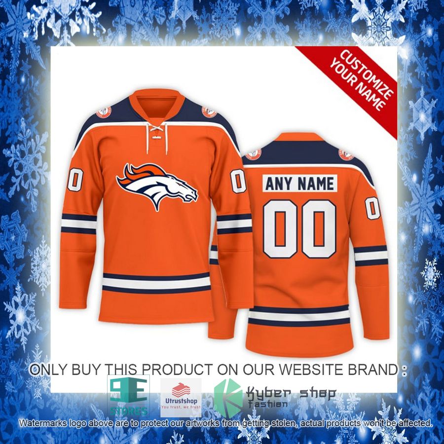 NEW Denver Broncos Custom Name Hockey Jersey 10 personalized nfl denver broncos logo hockey jersey 10 81823
