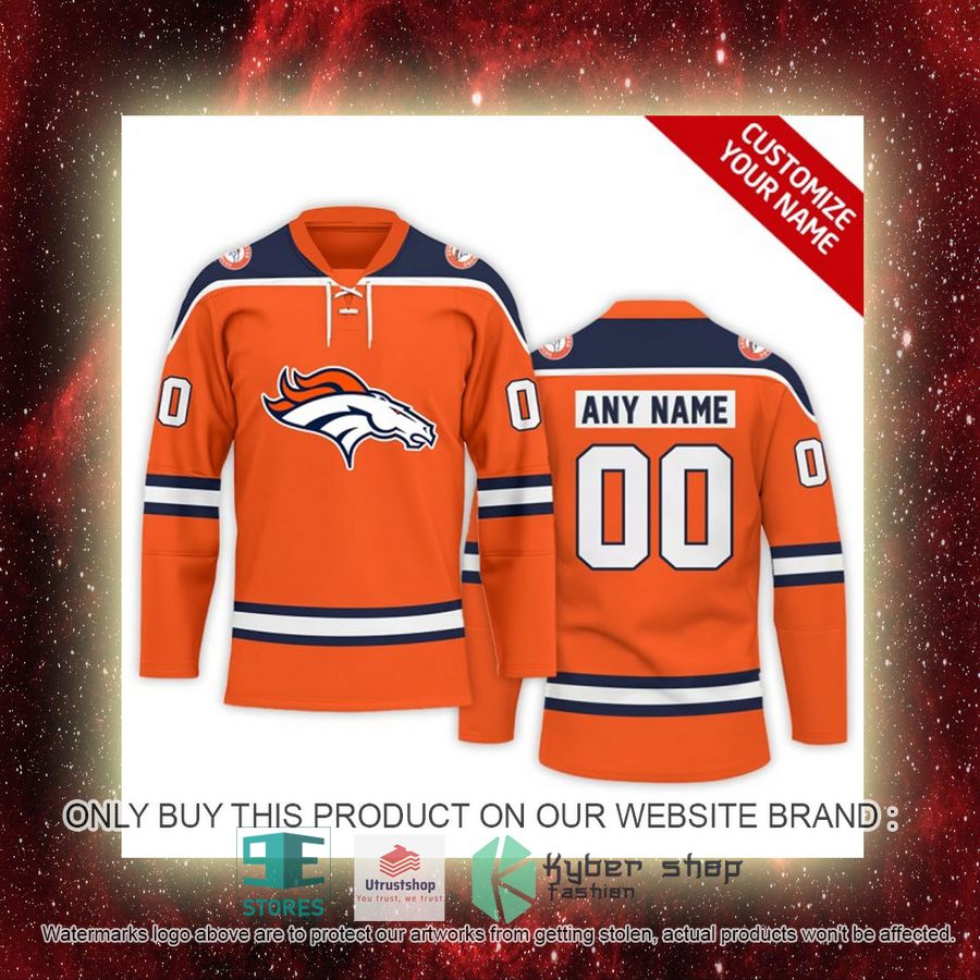 NEW Denver Broncos Custom Name Hockey Jersey 7 personalized nfl denver broncos logo hockey jersey 7 86684