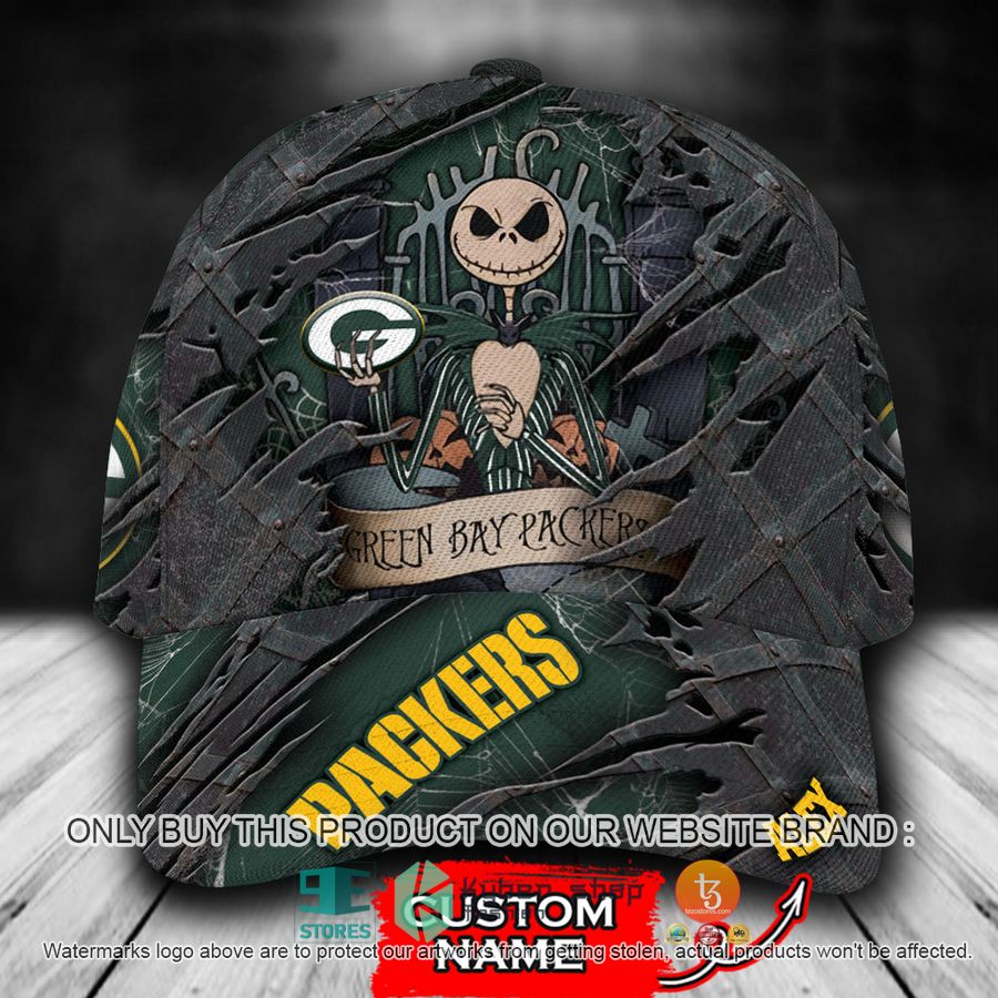 personalized nfl green bay packers jack skellington cap 1 75931