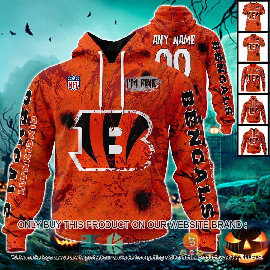 NEW Personalized Halloween I'M Fine Cincinnati Bengals Hoodie, Shirt 1 personalized nfl halloween im fine cincinnati bengals shirt hoodie 1 4426