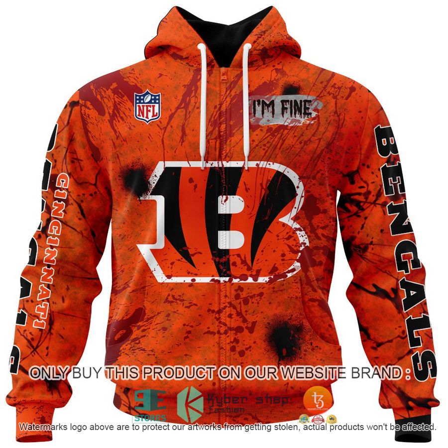 NEW Personalized Halloween I'M Fine Cincinnati Bengals Hoodie, Shirt 4 personalized nfl halloween im fine cincinnati bengals shirt hoodie 4 76538