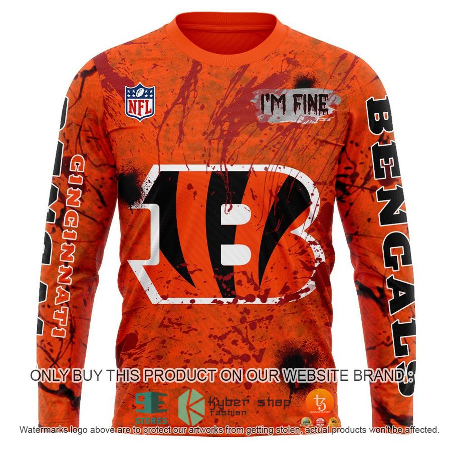 NEW Personalized Halloween I'M Fine Cincinnati Bengals Hoodie, Shirt 7 personalized nfl halloween im fine cincinnati bengals shirt hoodie 7 85788