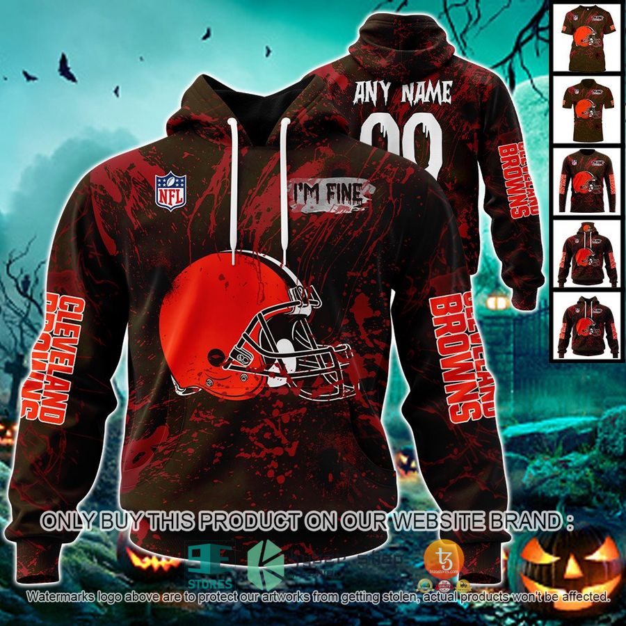 NEW Personalized Halloween I'M Fine Cleveland Browns Hoodie, Shirt 16 personalized nfl halloween im fine cleveland browns shirt hoodie 1 51362