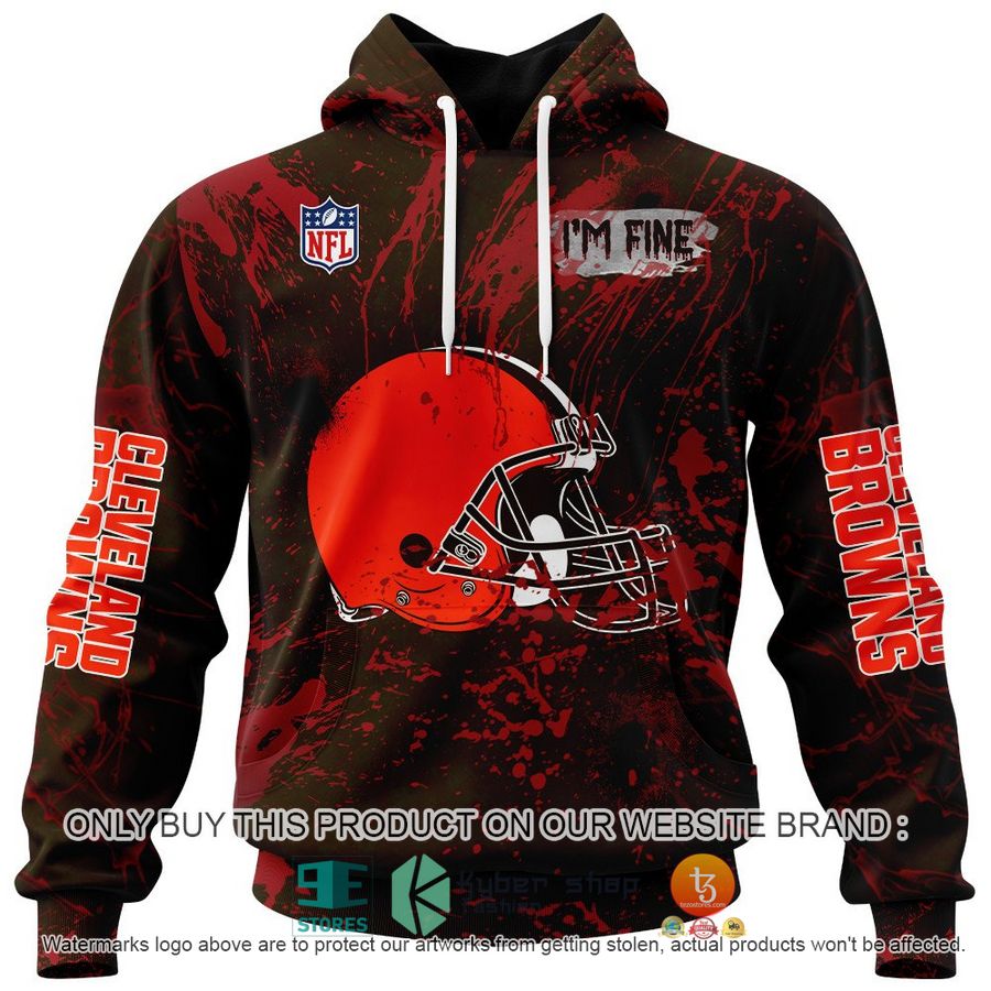 NEW Personalized Halloween I'M Fine Cleveland Browns Hoodie, Shirt 2 personalized nfl halloween im fine cleveland browns shirt hoodie 2 27419