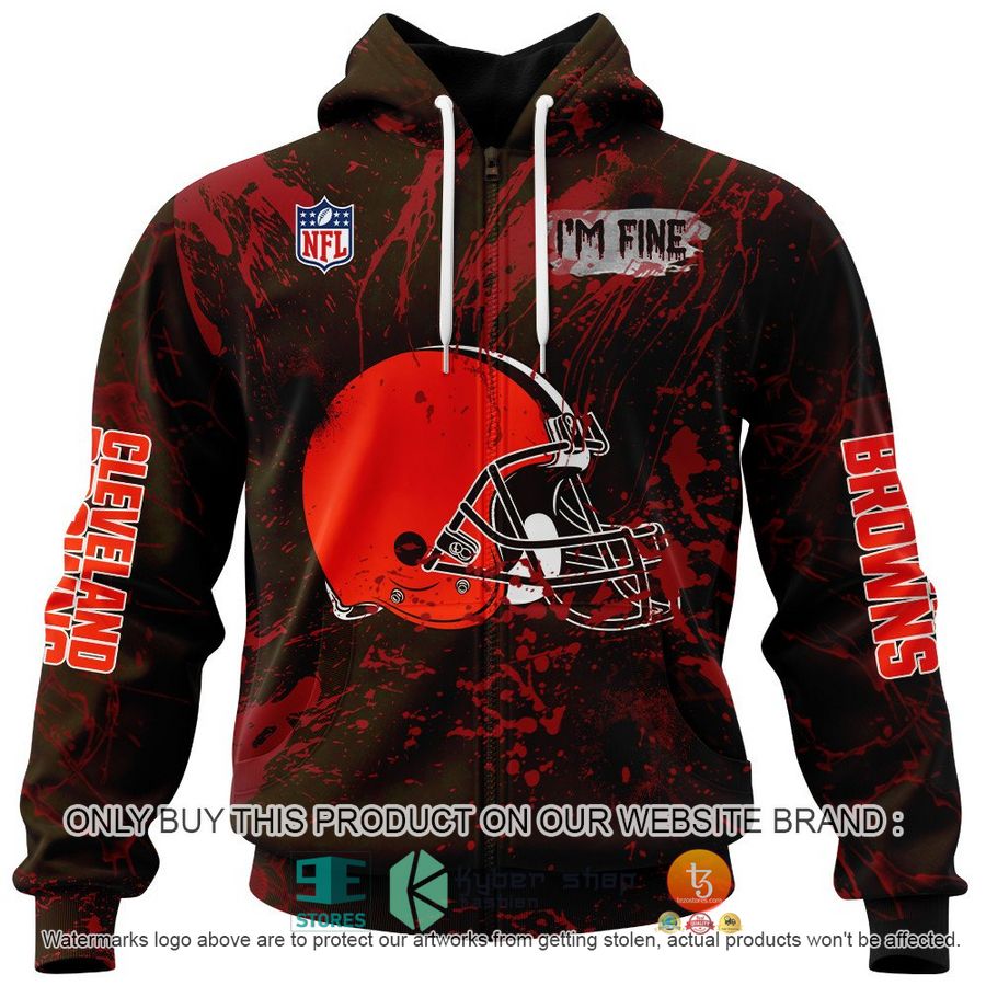 NEW Personalized Halloween I'M Fine Cleveland Browns Hoodie, Shirt 4 personalized nfl halloween im fine cleveland browns shirt hoodie 4 3309