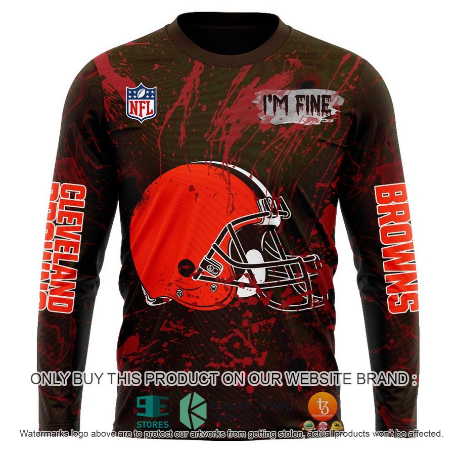 NEW Personalized Halloween I'M Fine Cleveland Browns Hoodie, Shirt 7 personalized nfl halloween im fine cleveland browns shirt hoodie 7 75169
