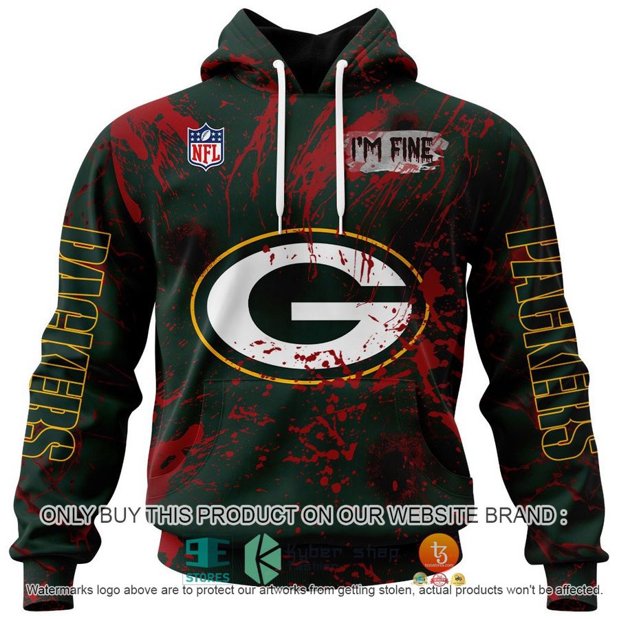 NEW Personalized Halloween I'M Fine Green Bay Packers Hoodie, Shirt 2 personalized nfl halloween im fine green bay packers shirt hoodie 2 37277