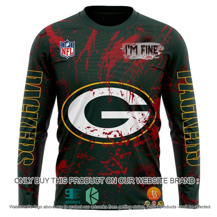NEW Personalized Halloween I'M Fine Green Bay Packers Hoodie, Shirt 7 personalized nfl halloween im fine green bay packers shirt hoodie 7 55339