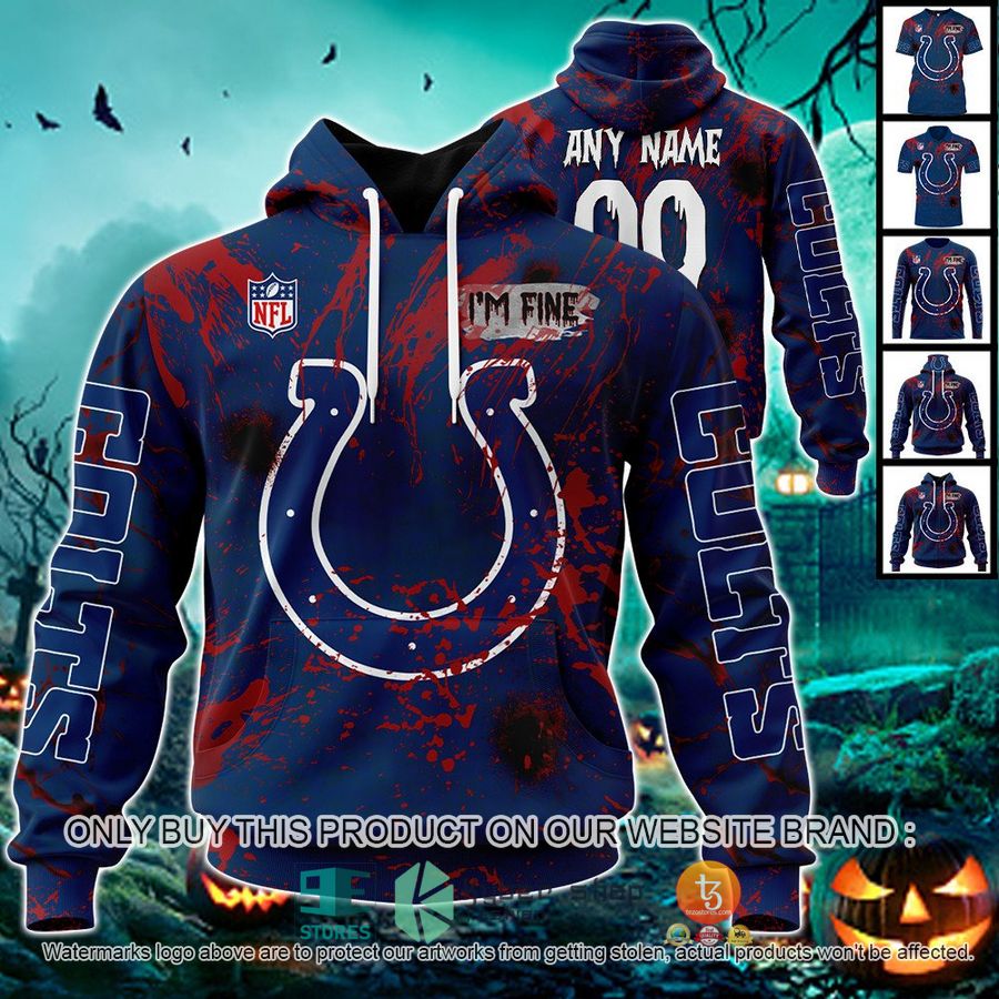 personalized nfl halloween im fine indianapolis colts shirt hoodie 1 43566