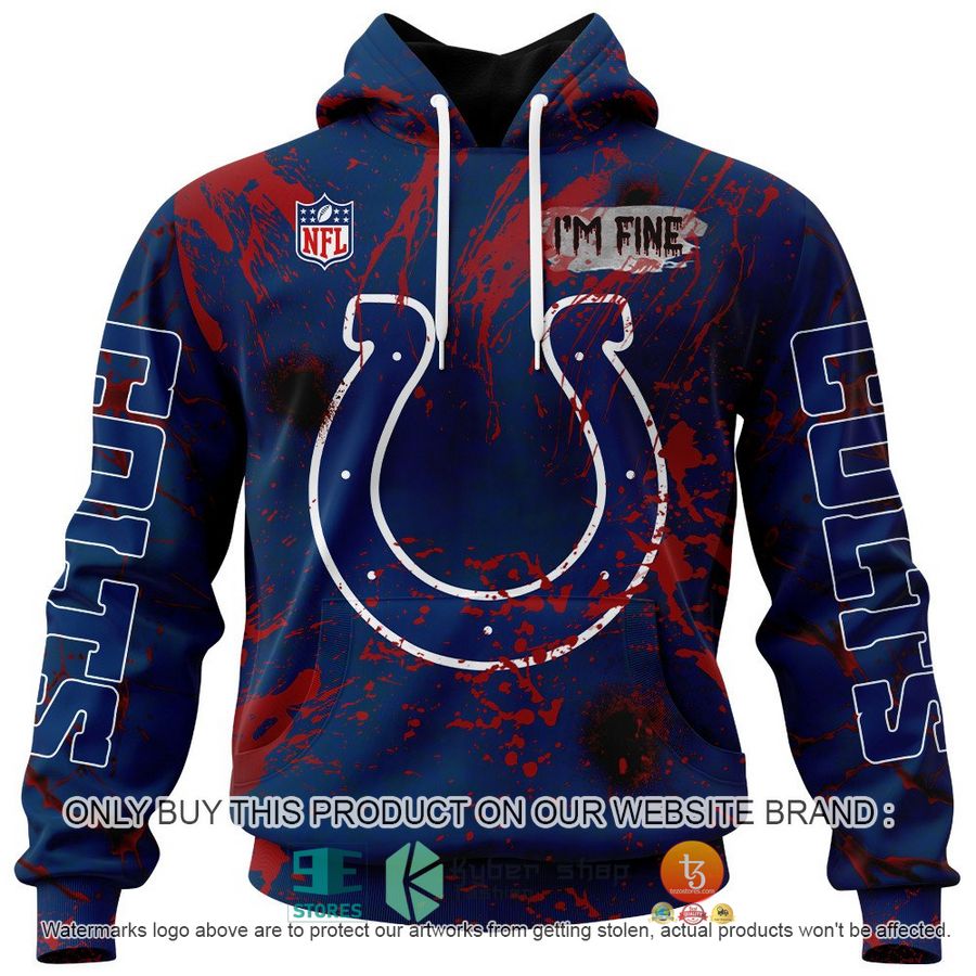 NEW Personalized Halloween I'M Fine Indianapolis Colts Hoodie, Shirt 2 personalized nfl halloween im fine indianapolis colts shirt hoodie 2 20231