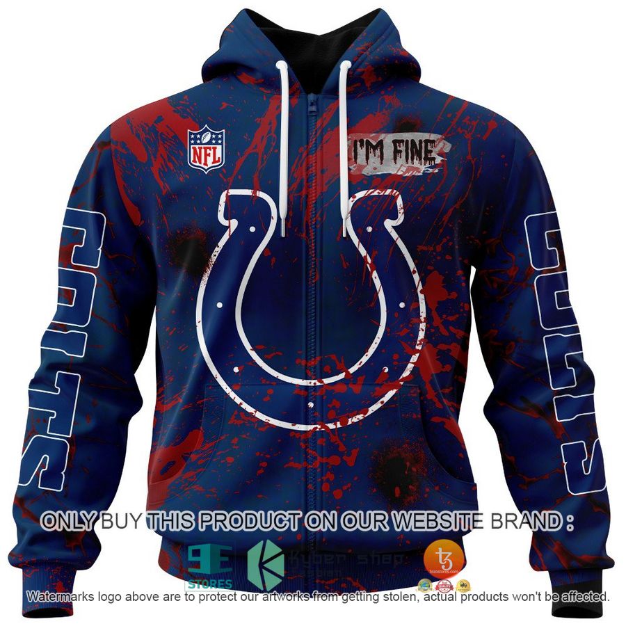 NEW Personalized Halloween I'M Fine Indianapolis Colts Hoodie, Shirt 4 personalized nfl halloween im fine indianapolis colts shirt hoodie 4 44700