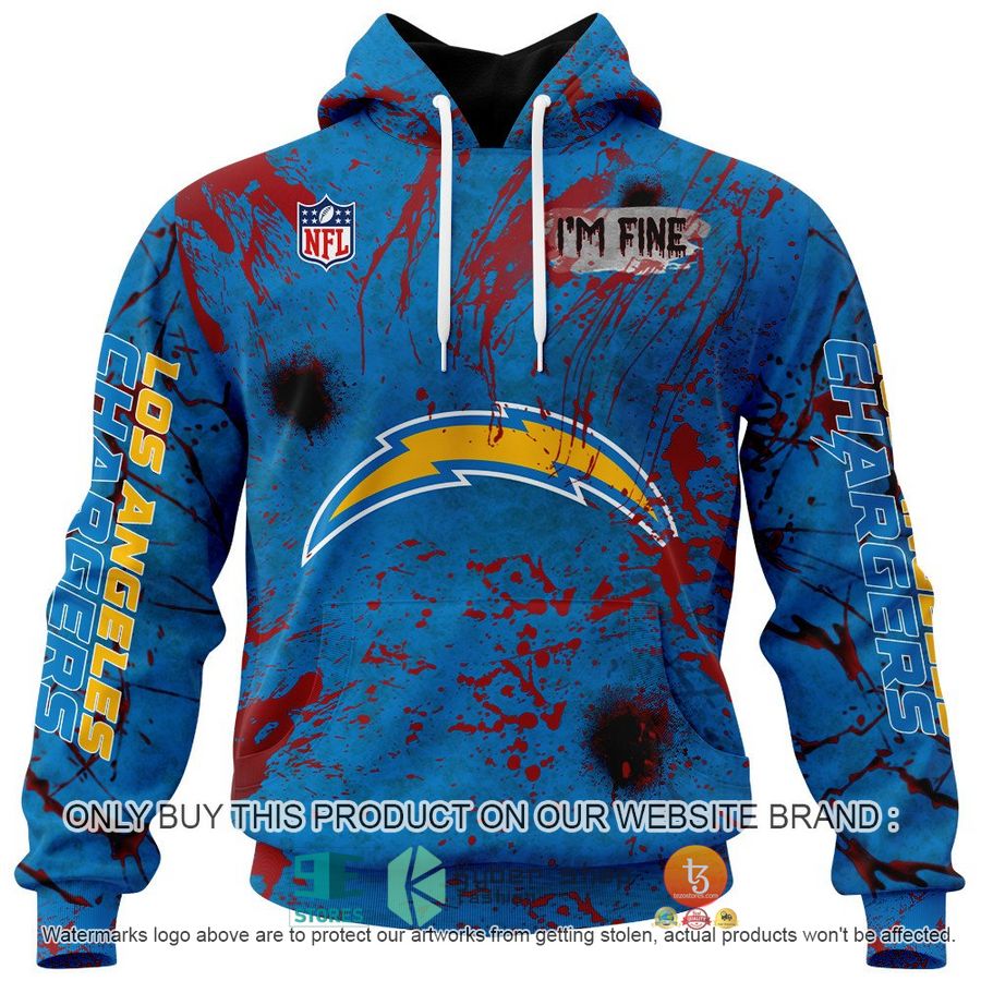 NEW Personalized Halloween I'M Fine Los Angeles Chargers Hoodie, Shirt 2 personalized nfl halloween im fine los angeles chargers shirt hoodie 2 3734
