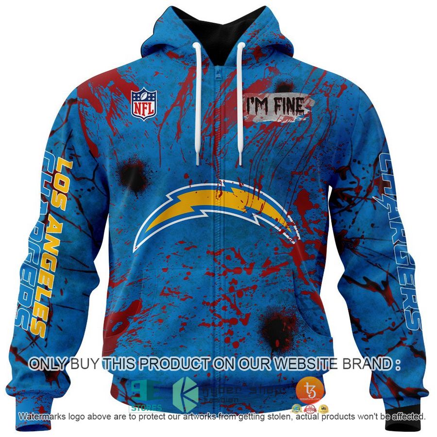 NEW Personalized Halloween I'M Fine Los Angeles Chargers Hoodie, Shirt 4 personalized nfl halloween im fine los angeles chargers shirt hoodie 4 96151