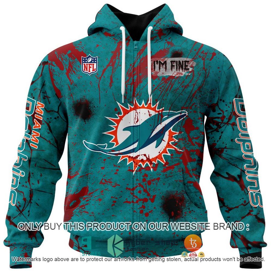 NEW Personalized Halloween I'M Fine Miami Dolphins Hoodie, Shirt 4 personalized nfl halloween im fine miami dolphins shirt hoodie 4 6560