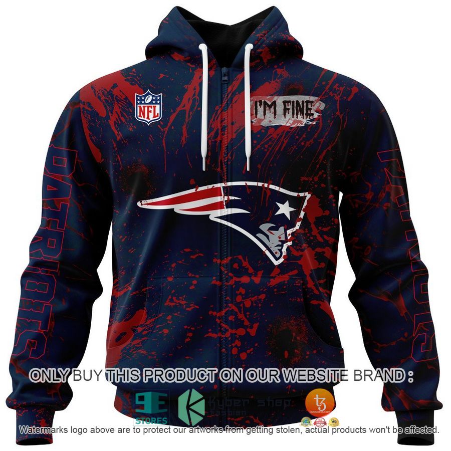 NEW Personalized Halloween I'M Fine New England Patriots Hoodie, Shirt 4 personalized nfl halloween im fine new england patriots shirt hoodie 4 46247