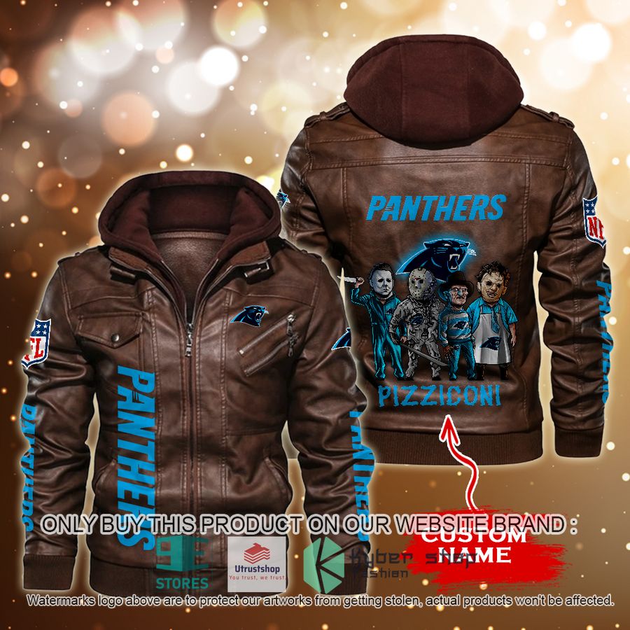 NEW Carolina Panthers Horror Characters Custom Name Leather Jacket 4 personalized nfl horror characters carolina panthers leather jacket 4 52612