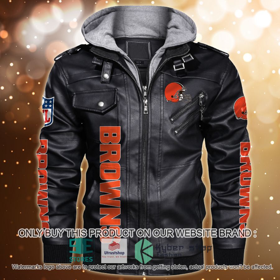 personalized nfl horror characters cleveland browns leather jacket 1 24417