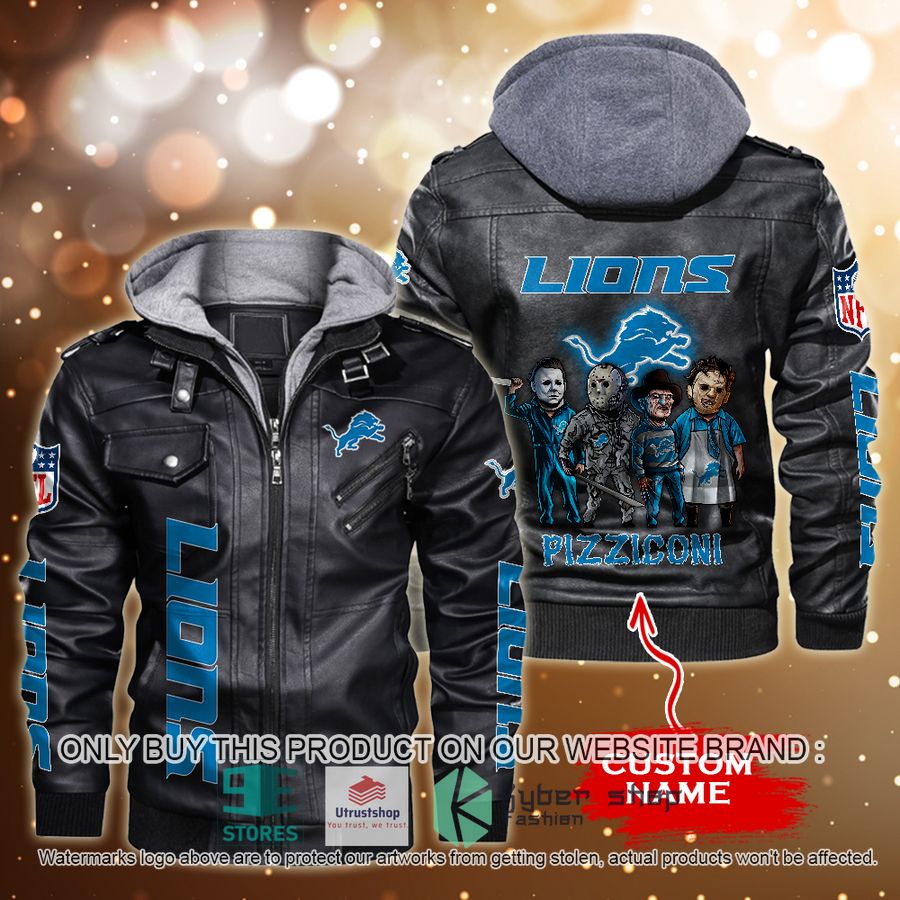 NEW Detroit Lions Horror Characters Custom Name Leather Jacket 2 personalized nfl horror characters detroit lions leather jacket 2 73314