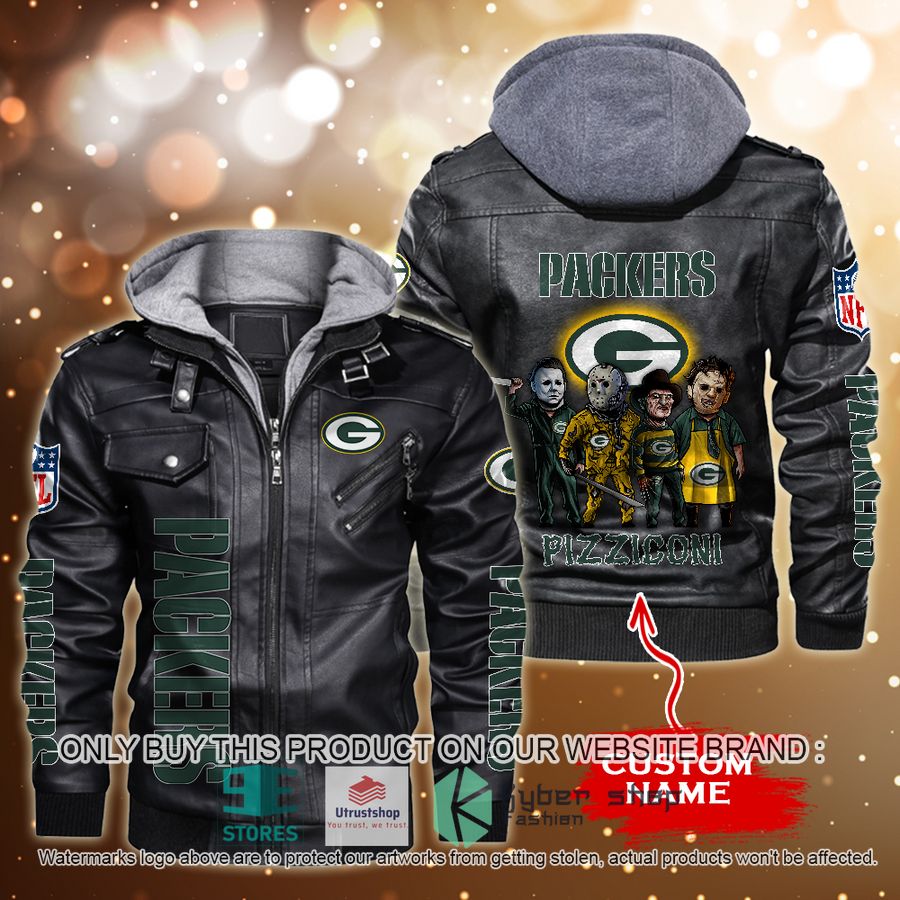 NEW Green Bay Packers Horror Characters Custom Name Leather Jacket 2 personalized nfl horror characters green bay packers leather jacket 2 65815