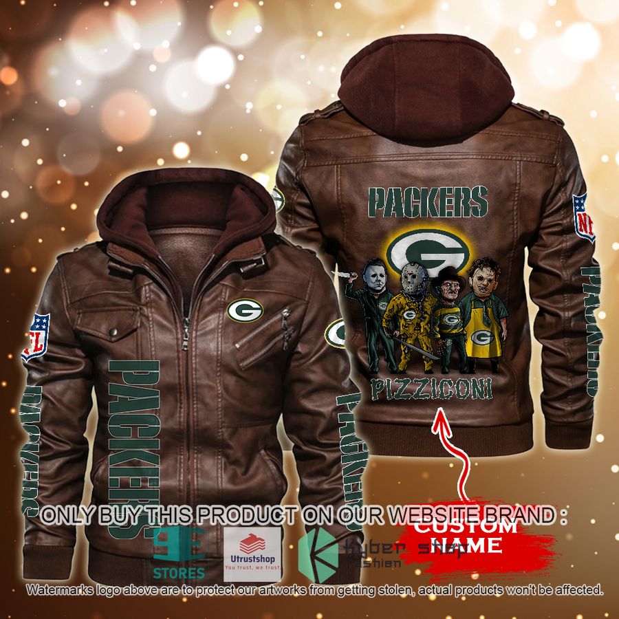 NEW Green Bay Packers Horror Characters Custom Name Leather Jacket 4 personalized nfl horror characters green bay packers leather jacket 4 72365
