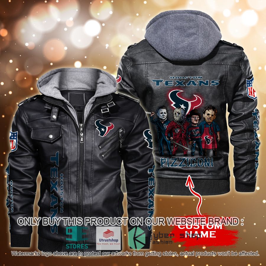 NEW Houston Texans Horror Characters Custom Name Leather Jacket 2 personalized nfl horror characters houston texans leather jacket 2 48465
