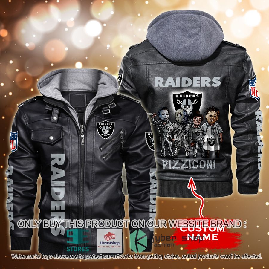 NEW Las Vegas Raiders Horror Characters Custom Name Leather Jacket 2 personalized nfl horror characters las vegas raiders leather jacket 2 86933