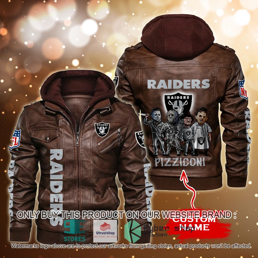 NEW Las Vegas Raiders Horror Characters Custom Name Leather Jacket 4 personalized nfl horror characters las vegas raiders leather jacket 4 2721