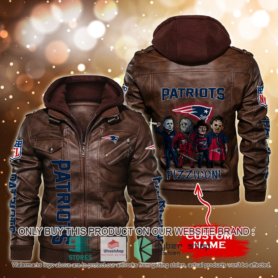 NEW New England Patriots Horror Characters Custom Name Leather Jacket 4 personalized nfl horror characters new england patriots leather jacket 4 21332