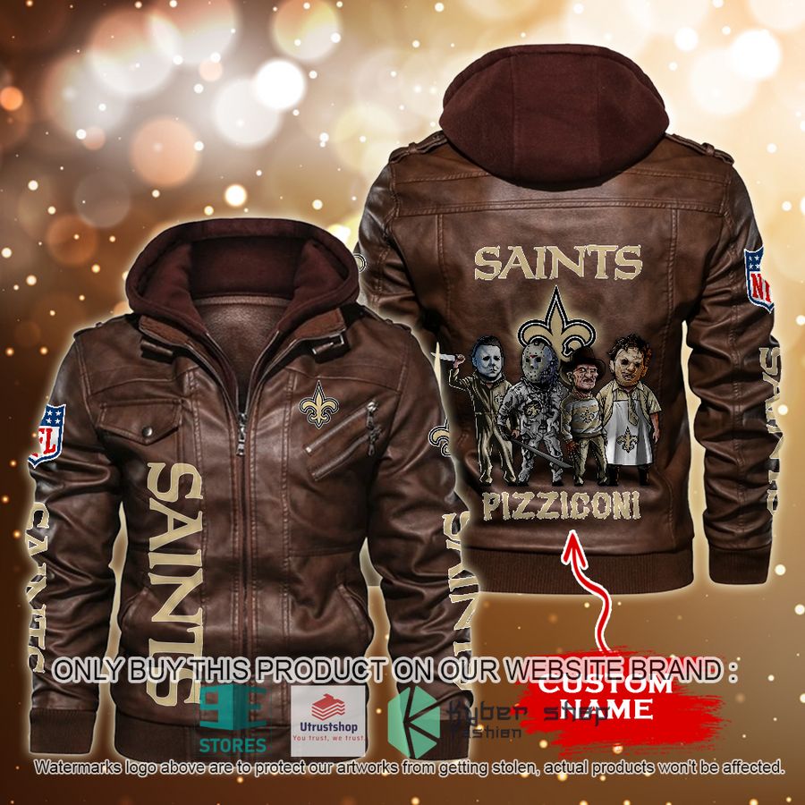 NEW New Orleans Saints Horror Characters Custom Name Leather Jacket 4 personalized nfl horror characters new orleans saints leather jacket 4 65819