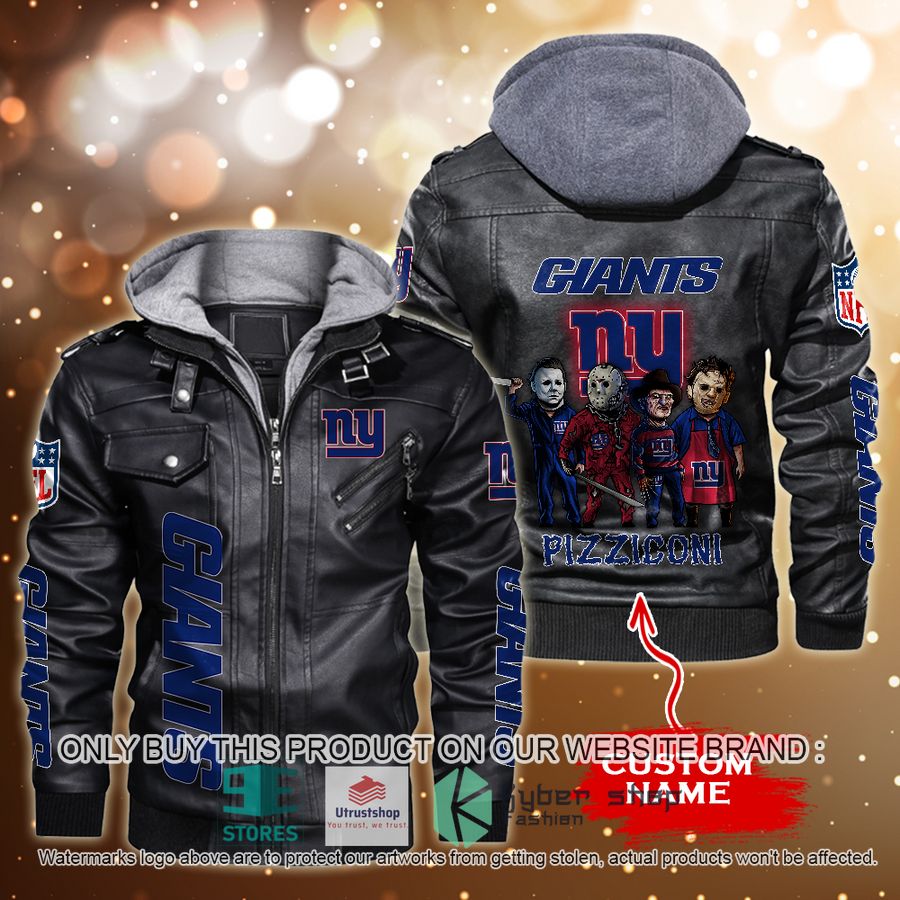 NEW New York Giants Horror Characters Custom Name Leather Jacket 2 personalized nfl horror characters new york giants leather jacket 2 18277