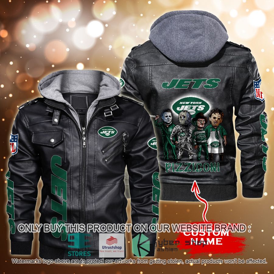 NEW New York Jets Horror Characters Custom Name Leather Jacket 2 personalized nfl horror characters new york jets leather jacket 2 80104