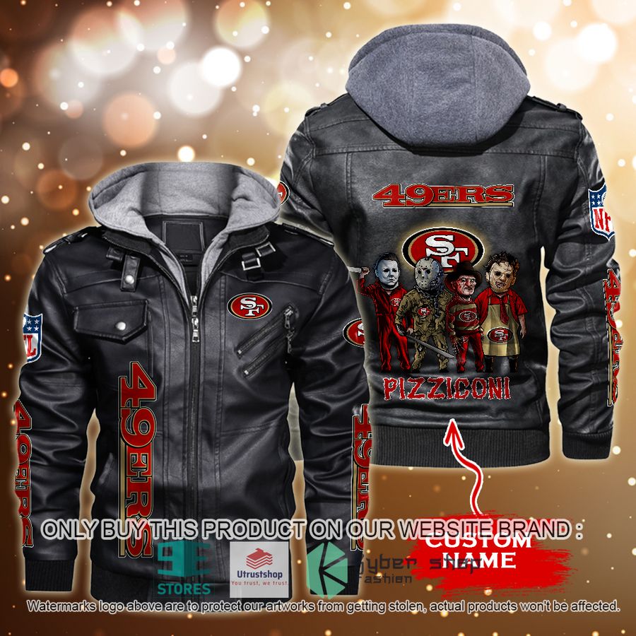 NEW San Francisco 49Ers Horror Characters Custom Name Leather Jacket 2 personalized nfl horror characters san francisco 49ers leather jacket 2 59325