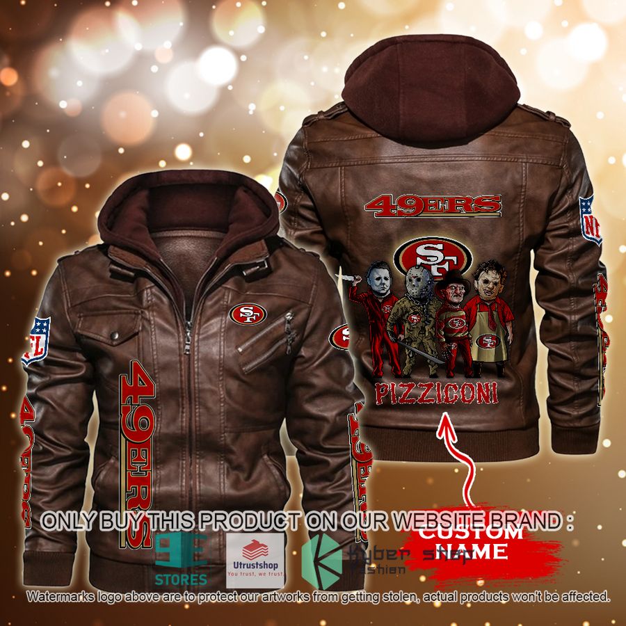 NEW San Francisco 49Ers Horror Characters Custom Name Leather Jacket 4 personalized nfl horror characters san francisco 49ers leather jacket 4 62304