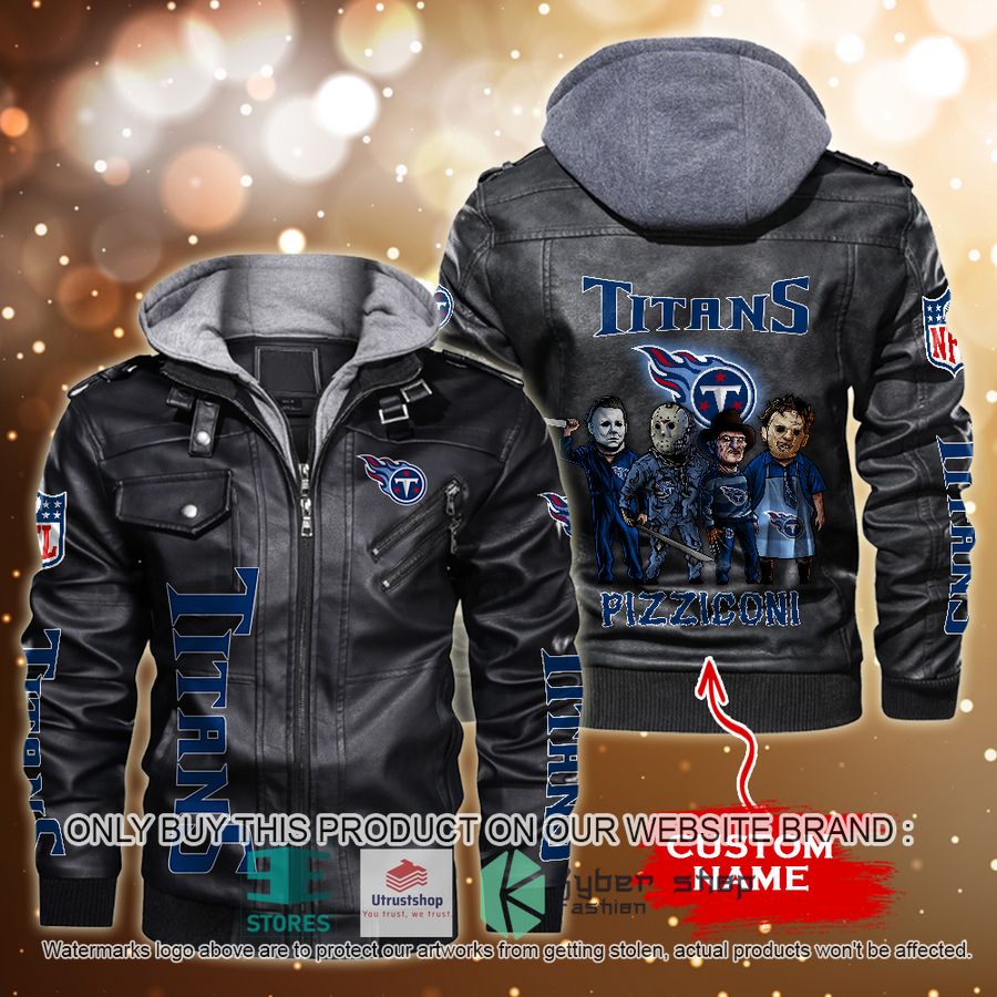 NEW Tennessee Titans Horror Characters Custom Name Leather Jacket 2 personalized nfl horror characters tennessee titans leather jacket 2 4381