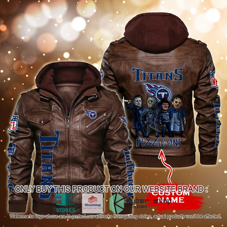 NEW Tennessee Titans Horror Characters Custom Name Leather Jacket 4 personalized nfl horror characters tennessee titans leather jacket 4 28567