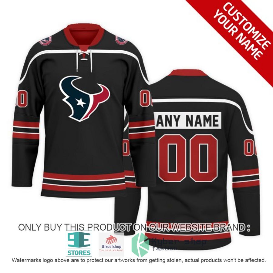 NEW Houston Texans Custom Name Hockey Jersey 1 personalized nfl houston texans logo hockey jersey 1 25467