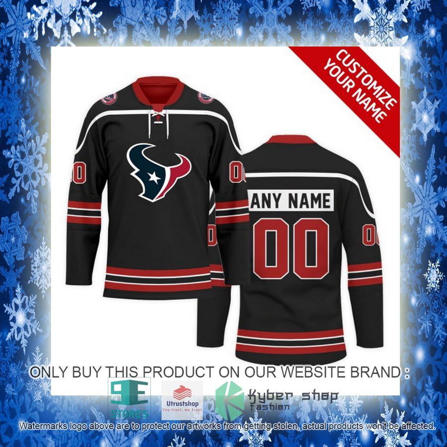 NEW Houston Texans Custom Name Hockey Jersey 10 personalized nfl houston texans logo hockey jersey 10 21671