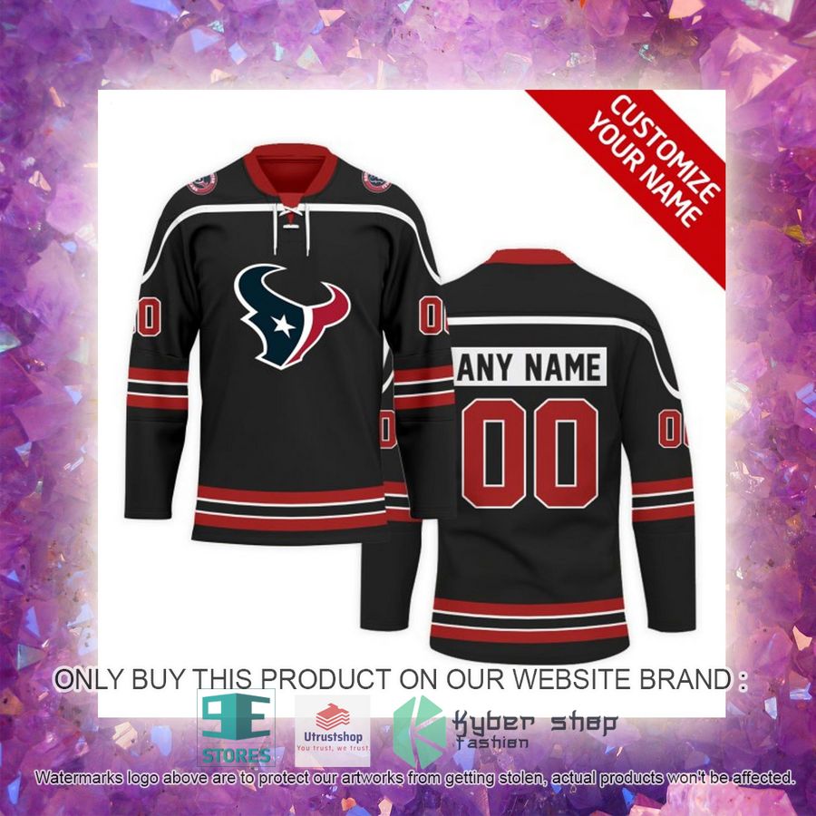 NEW Houston Texans Custom Name Hockey Jersey 4 personalized nfl houston texans logo hockey jersey 4 54434