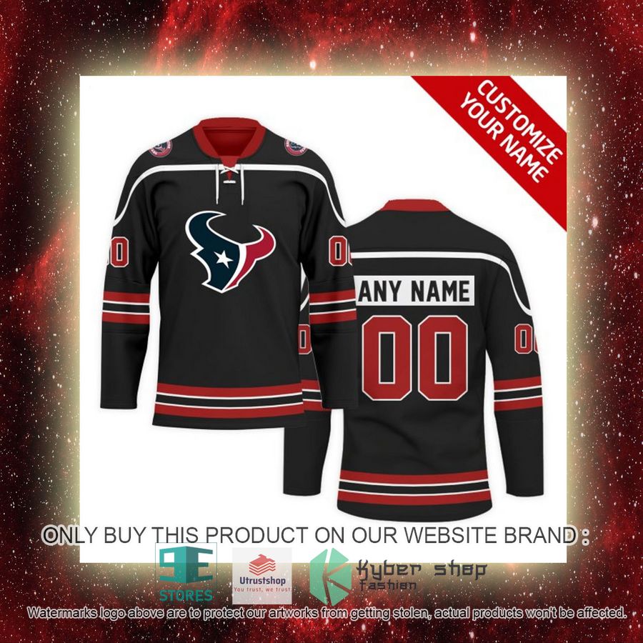 NEW Houston Texans Custom Name Hockey Jersey 7 personalized nfl houston texans logo hockey jersey 7 25977